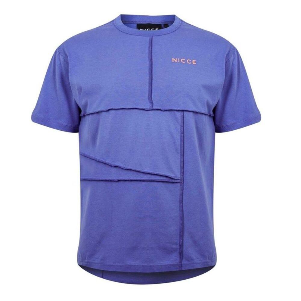 Nicce Mens Merson Exposed Seams T-Shirt / Iris Blue Marl